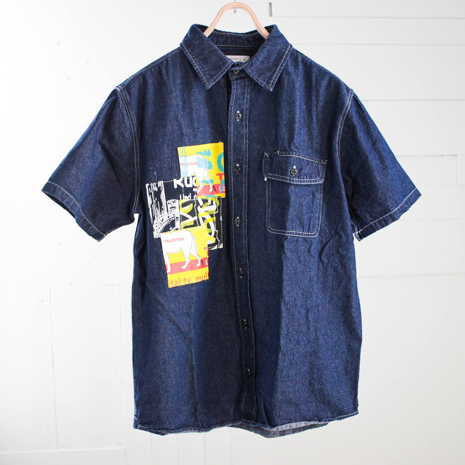 Tomoshibi デザイナーが 着たい と思う服を作ったらこうなったデニムシャツ リメイクパッチデニムシャツ Tomoshibi