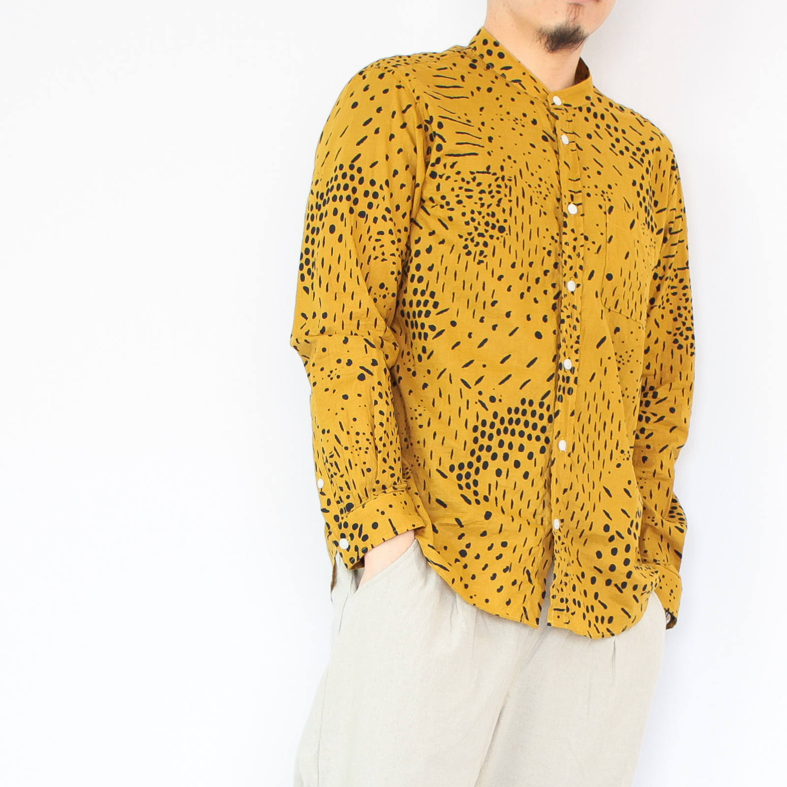 Chloro 面白いアニマル柄がステキなバンドカラーシャツ アニマルバンドカラーシャツ Tomoshibi